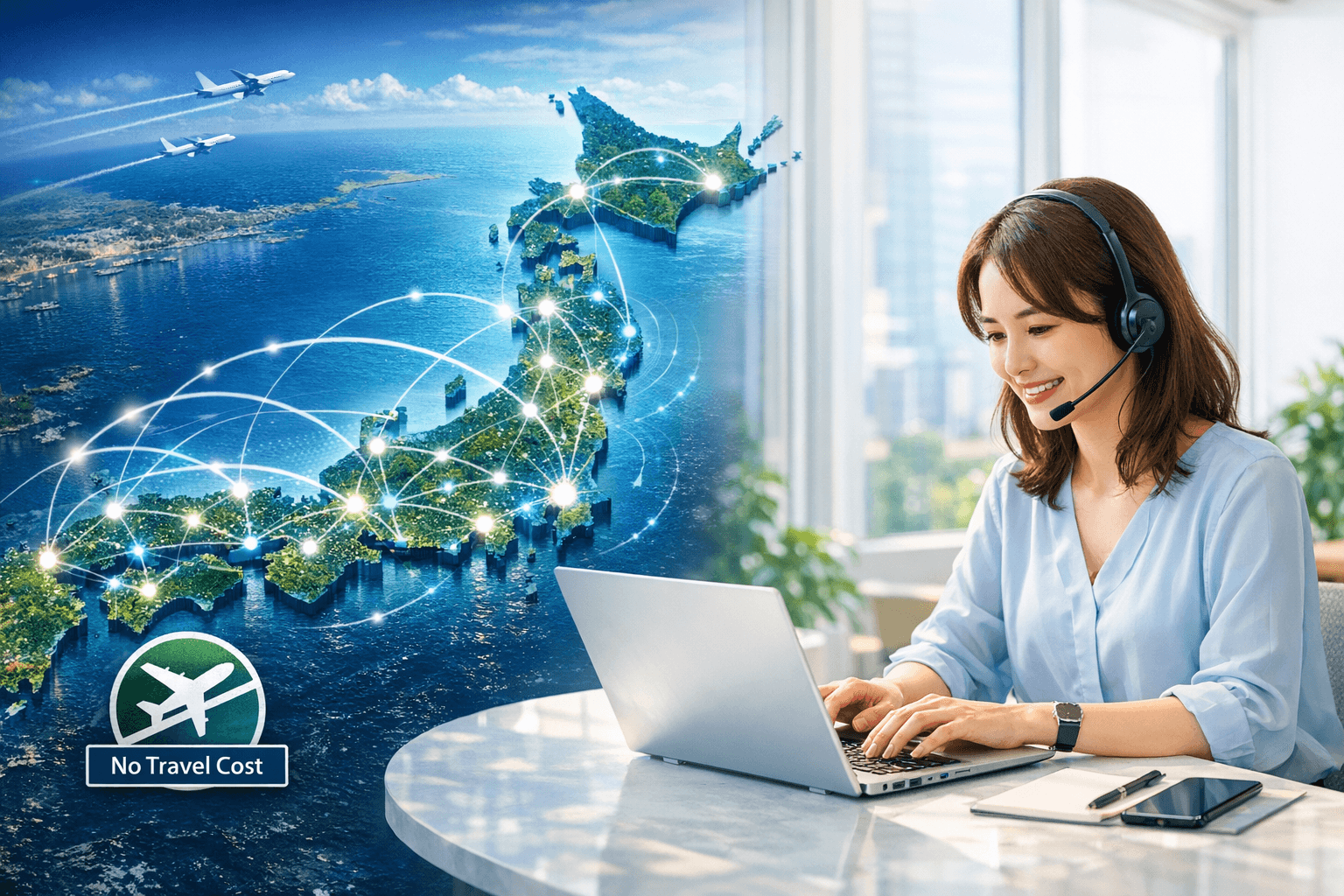 全国どこでもリモートで即対応するネットワークイメージ